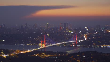 Istanbul-city-at-night,-timelapse.